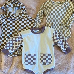 Lot of 3 checkered romper Sz 12-18mo